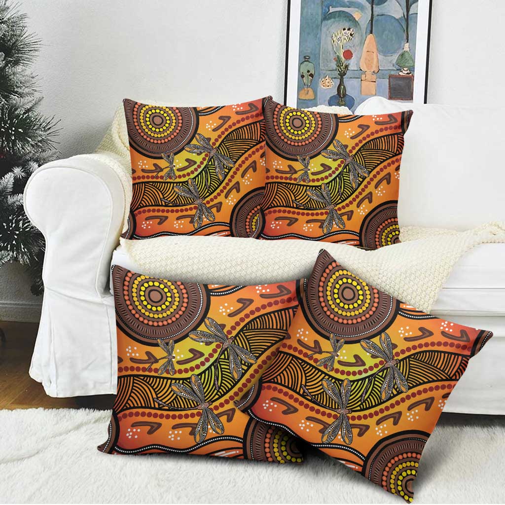 Australian Dragonfly Indigenous Art Pillow Cover