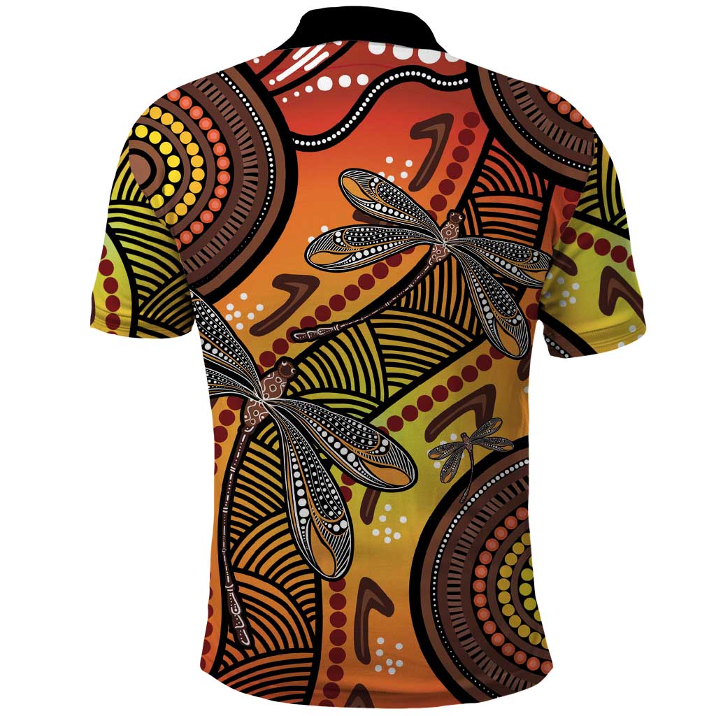 Australian Dragonfly Indigenous Art Polo Shirt