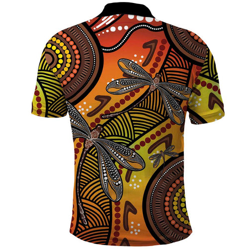 Australian Dragonfly Indigenous Art Polo Shirt