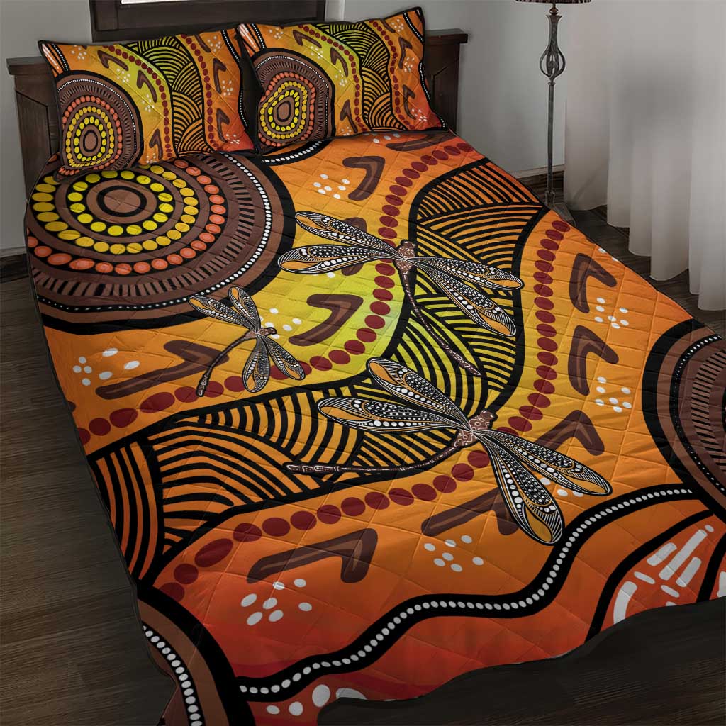 Australian Dragonfly Indigenous Art Quilt Bed Set