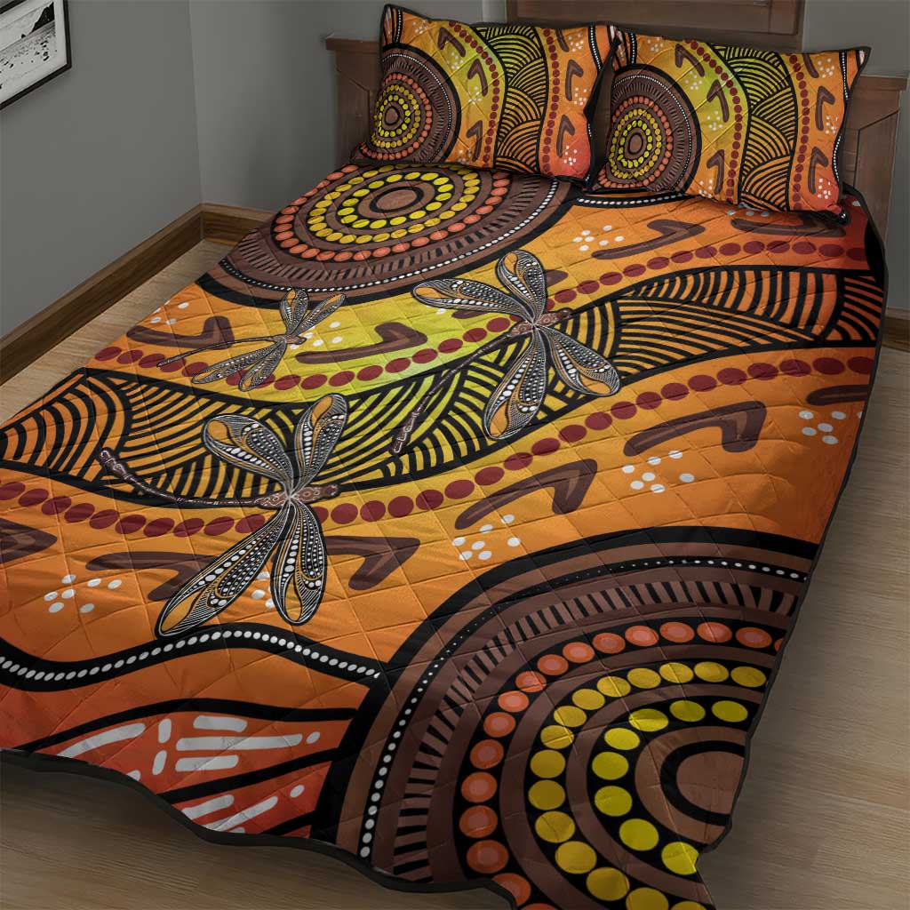 Australian Dragonfly Indigenous Art Quilt Bed Set