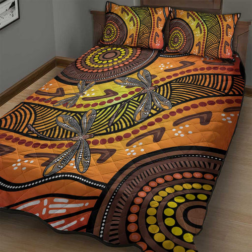 Australian Dragonfly Indigenous Art Quilt Bed Set