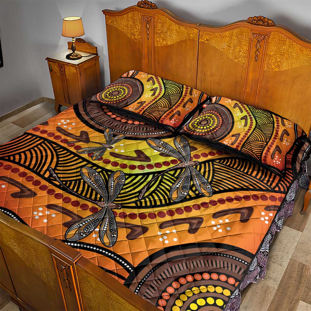 Australian Dragonfly Indigenous Art Quilt Bed Set