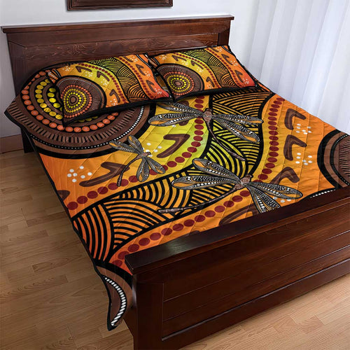Australian Dragonfly Indigenous Art Quilt Bed Set