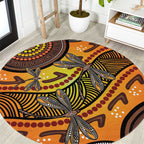 Australian Dragonfly Indigenous Art Round Carpet