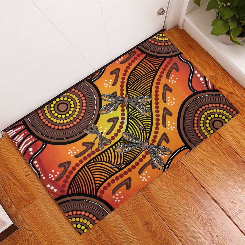Australian Dragonfly Indigenous Art Rubber Doormat