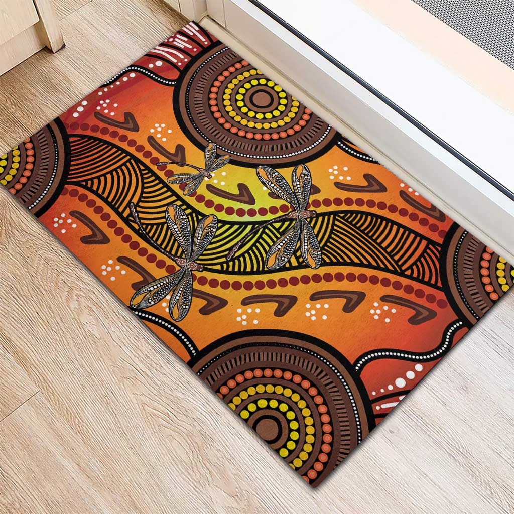 Australian Dragonfly Indigenous Art Rubber Doormat