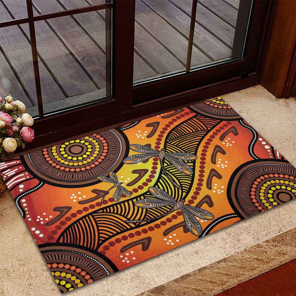 Australian Dragonfly Indigenous Art Rubber Doormat