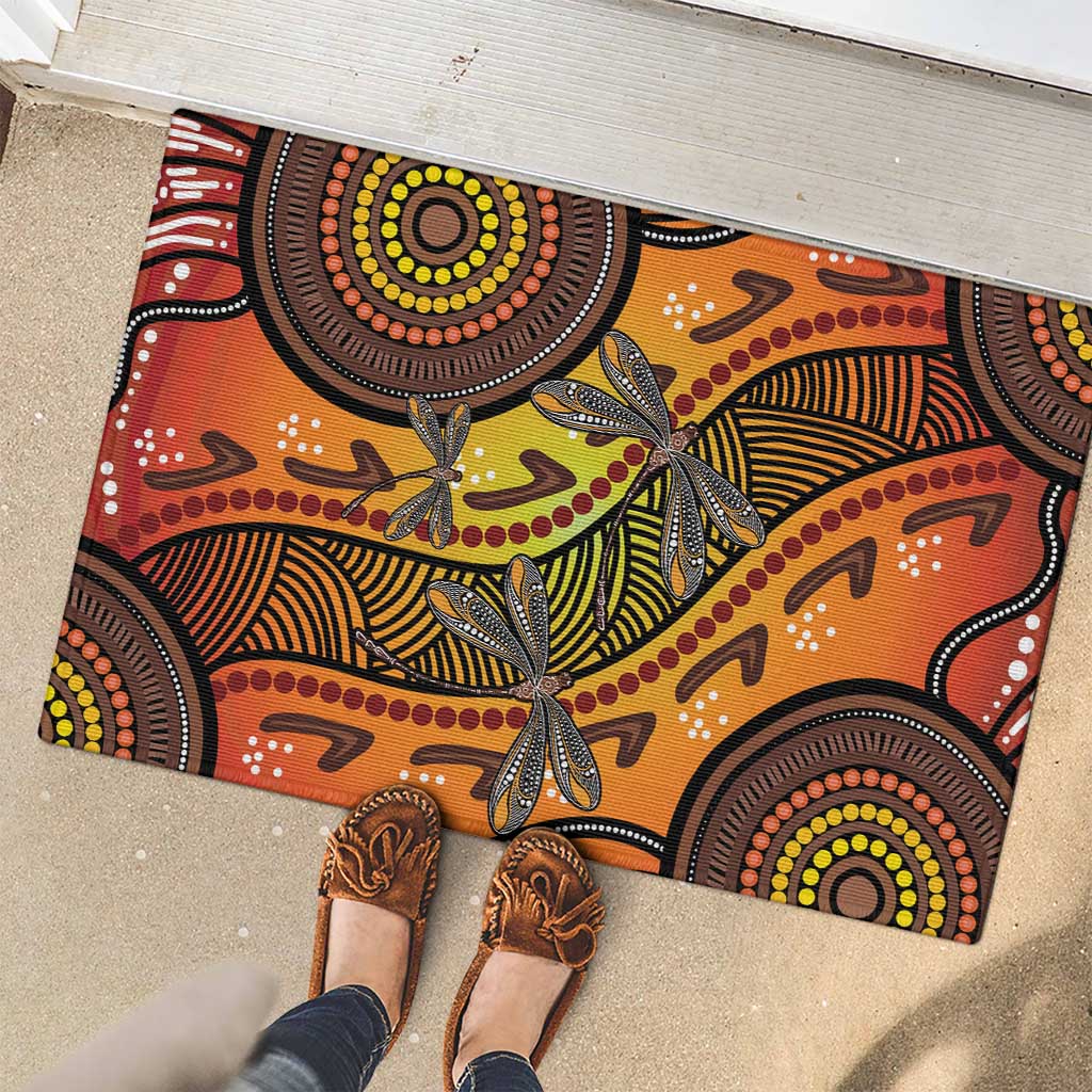 Australian Dragonfly Indigenous Art Rubber Doormat