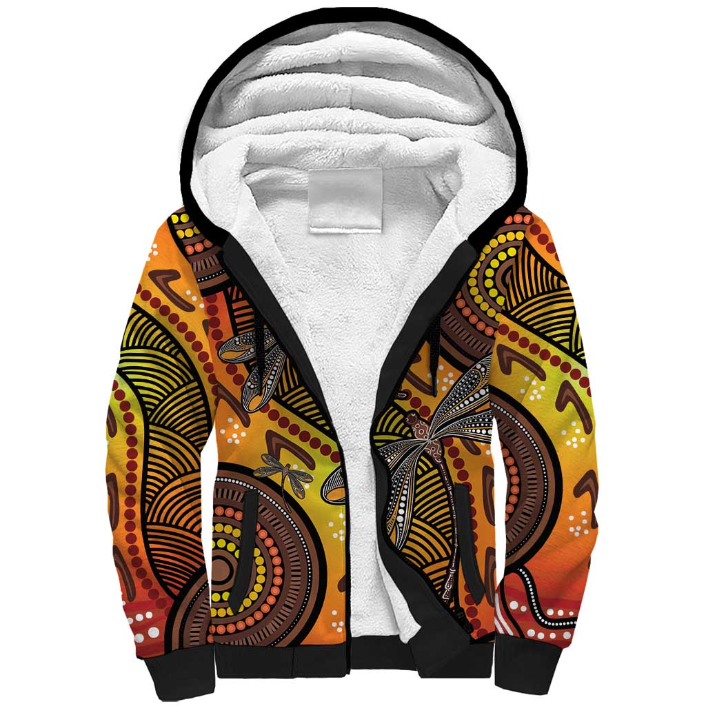 Australian Dragonfly Indigenous Art Sherpa Hoodie