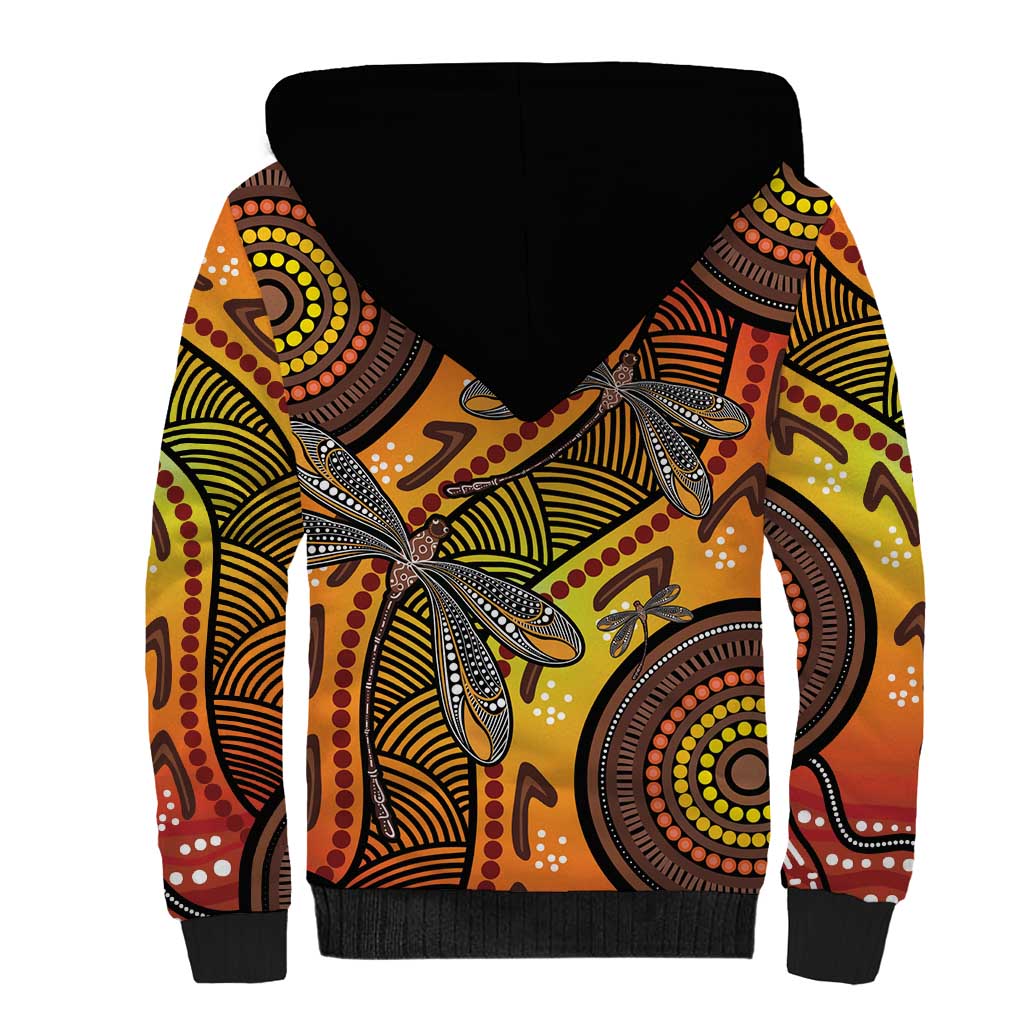 Australian Dragonfly Indigenous Art Sherpa Hoodie