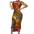Australian Dragonfly Indigenous Art Short Sleeve Bodycon Dress