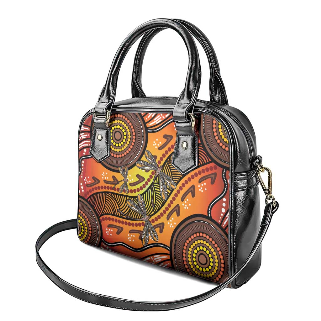 Australian Dragonfly Indigenous Art Shoulder Handbag