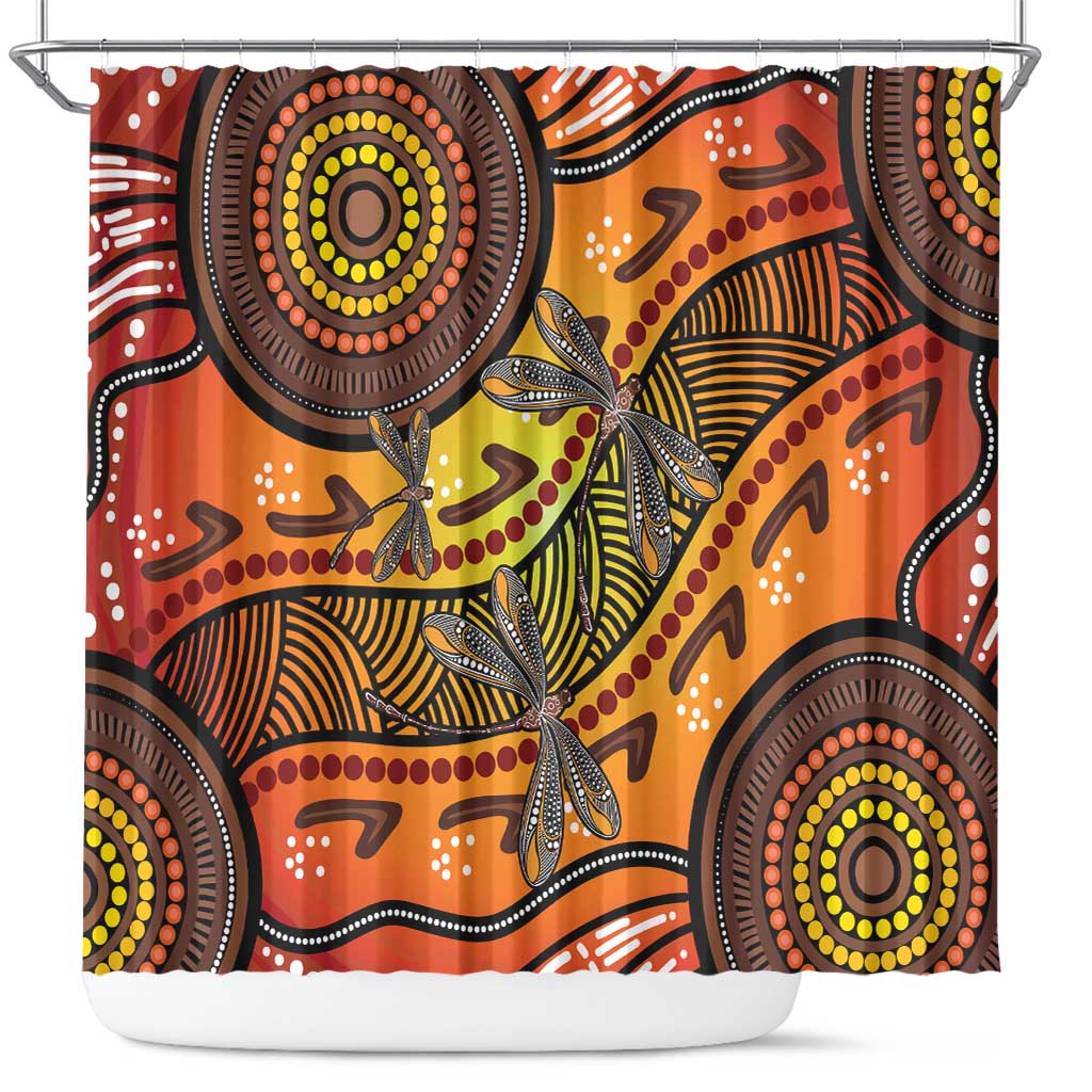 Australian Dragonfly Indigenous Art Shower Curtain