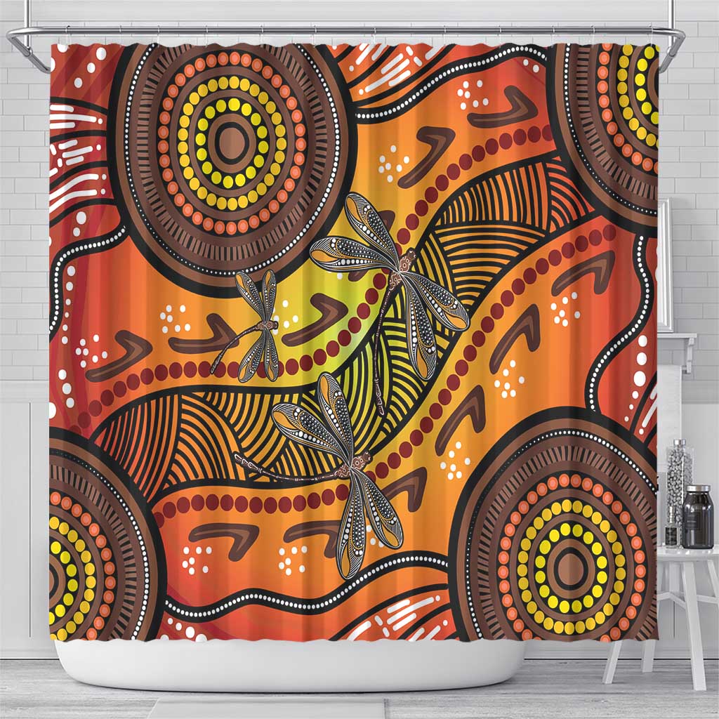 Australian Dragonfly Indigenous Art Shower Curtain
