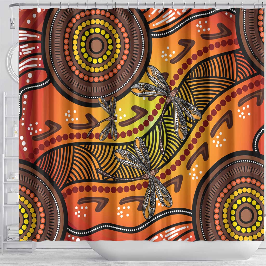 Australian Dragonfly Indigenous Art Shower Curtain