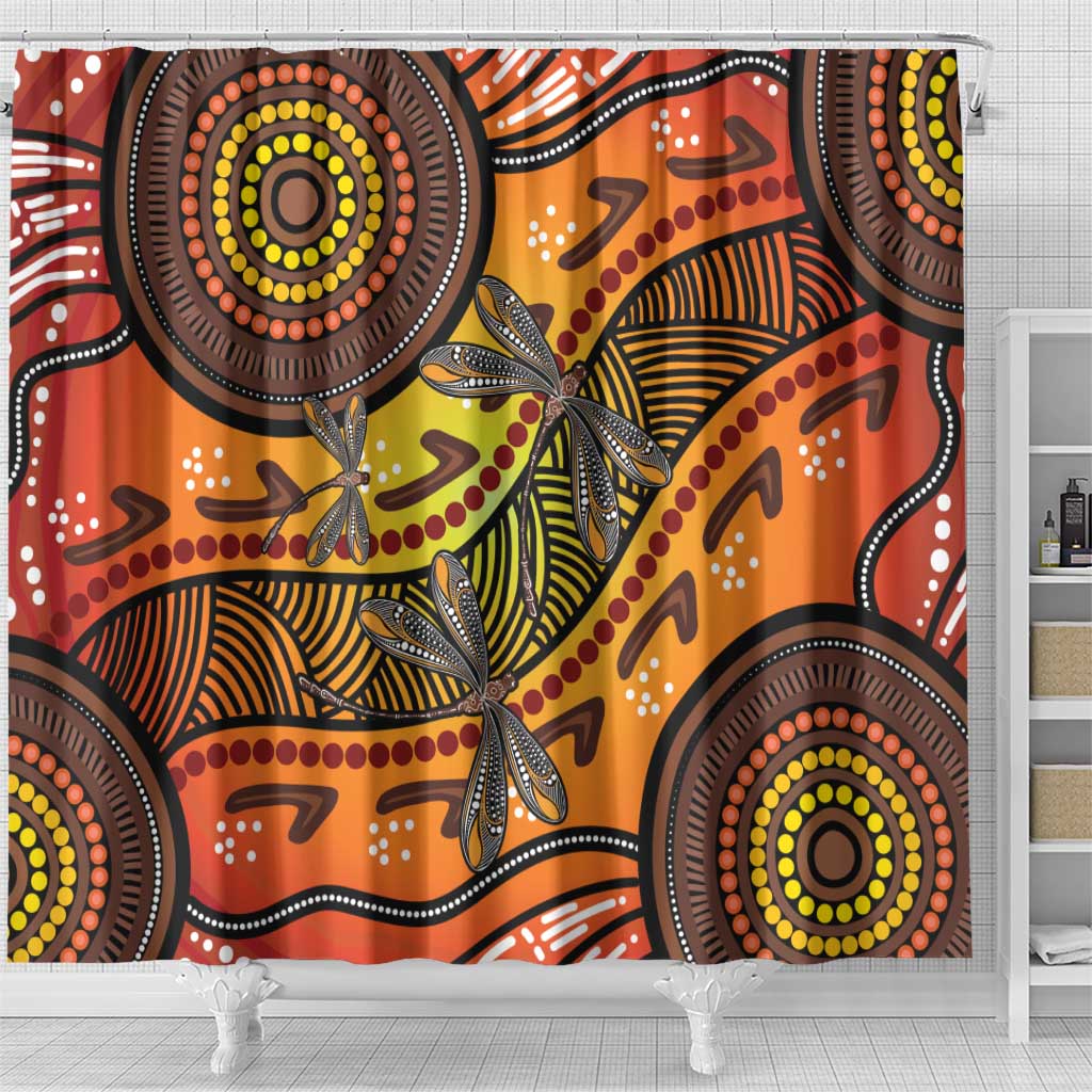 Australian Dragonfly Indigenous Art Shower Curtain