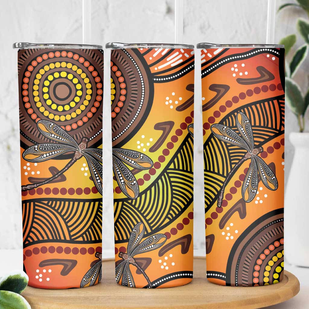 Australian Dragonfly Indigenous Art Skinny Tumbler