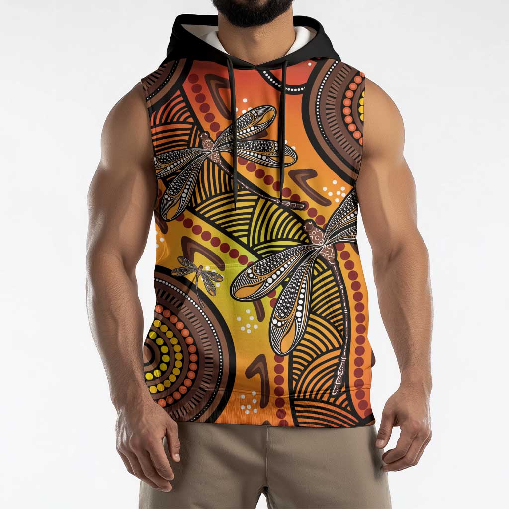 Australian Dragonfly Indigenous Art Sleeveless Hoodie