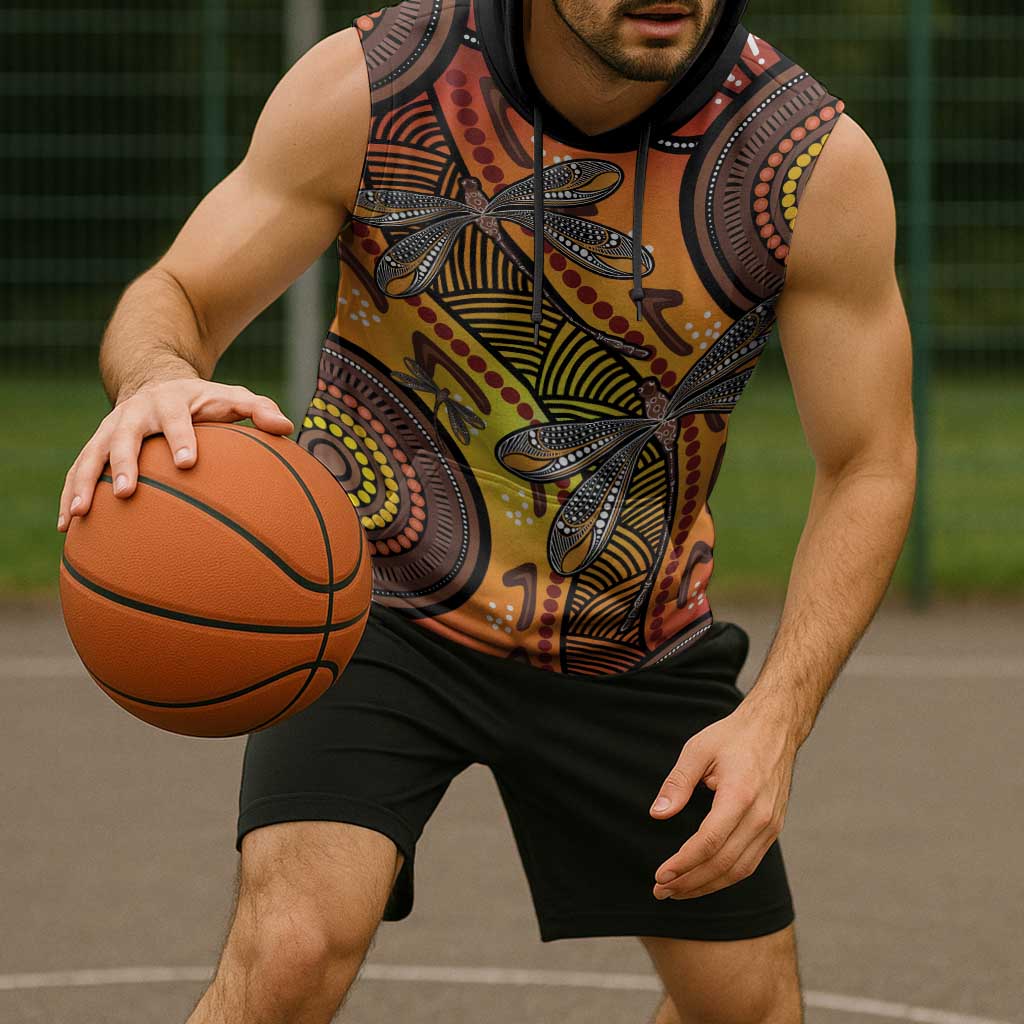 Australian Dragonfly Indigenous Art Sleeveless Hoodie
