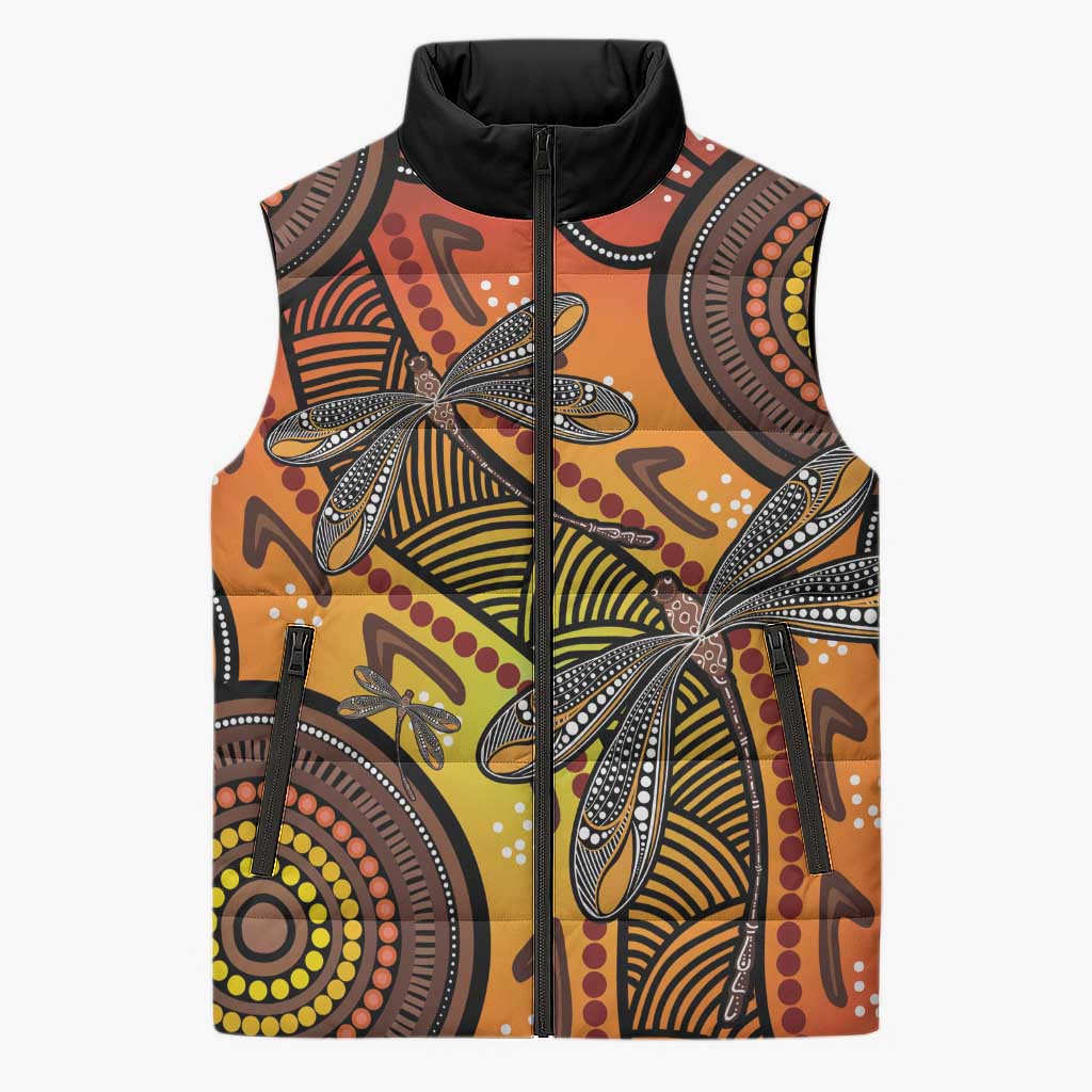 Australian Dragonfly Indigenous Art Sleeveless Puffer Jacket