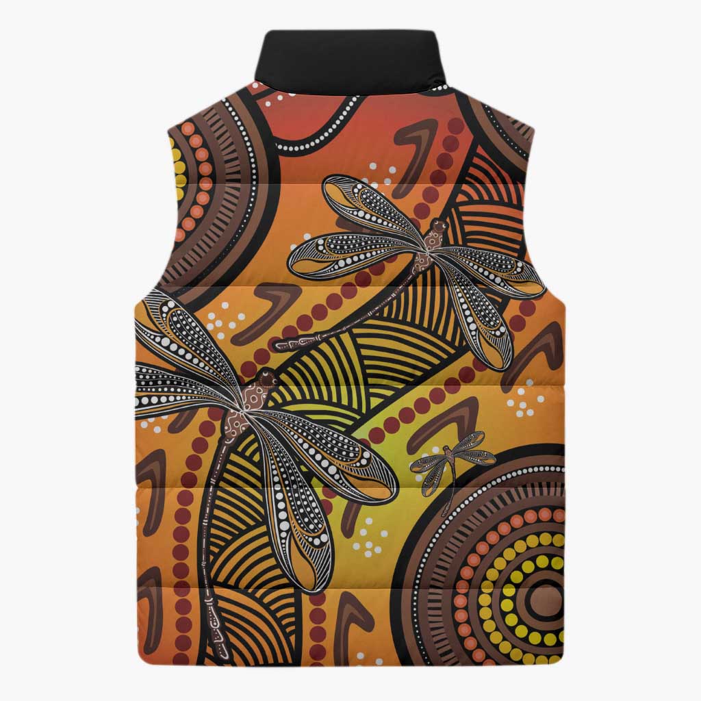 Australian Dragonfly Indigenous Art Sleeveless Puffer Jacket