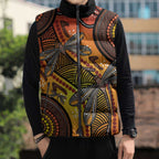 Australian Dragonfly Indigenous Art Sleeveless Puffer Jacket