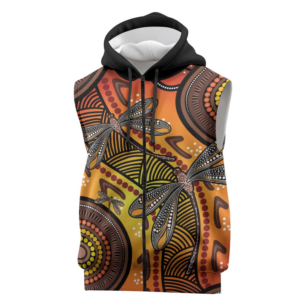 Australian Dragonfly Indigenous Art Sleeveless Zip Hoodie