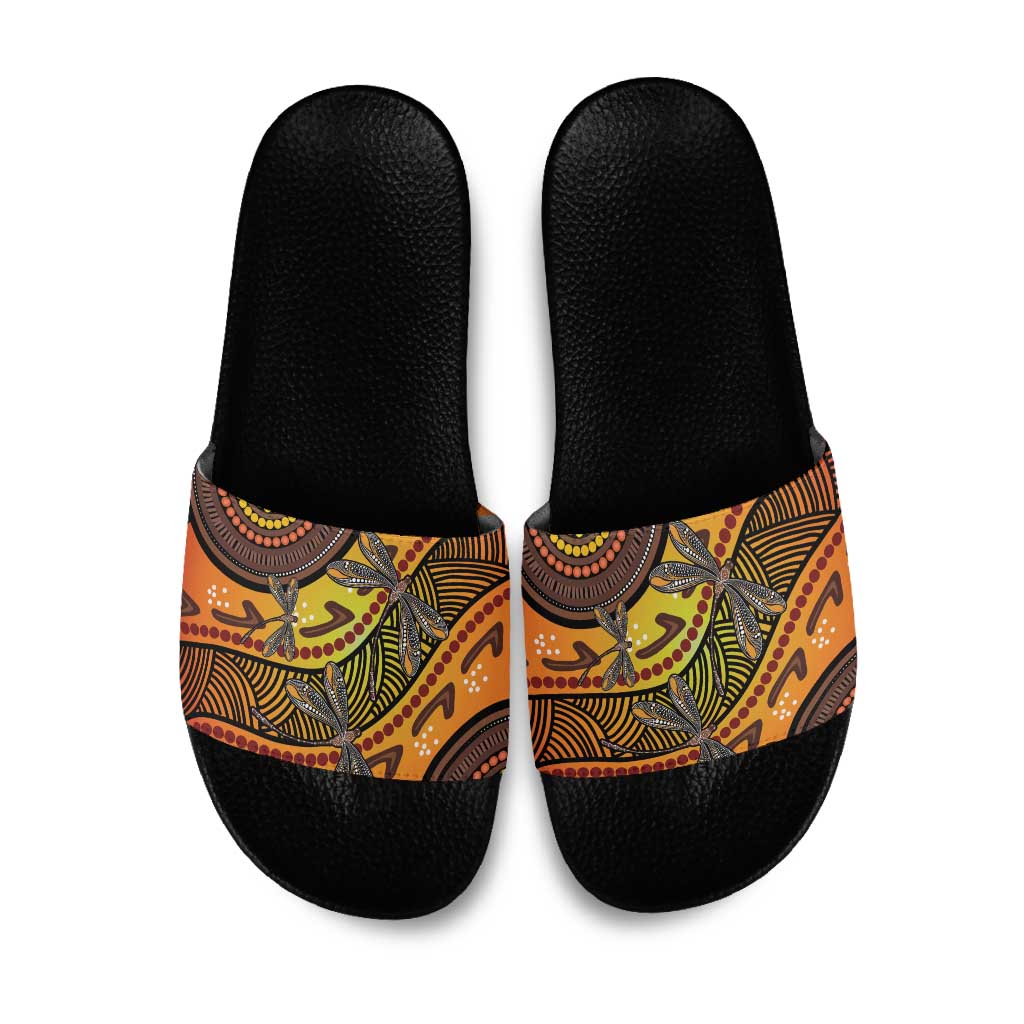 Australian Dragonfly Indigenous Art Slide Sandals