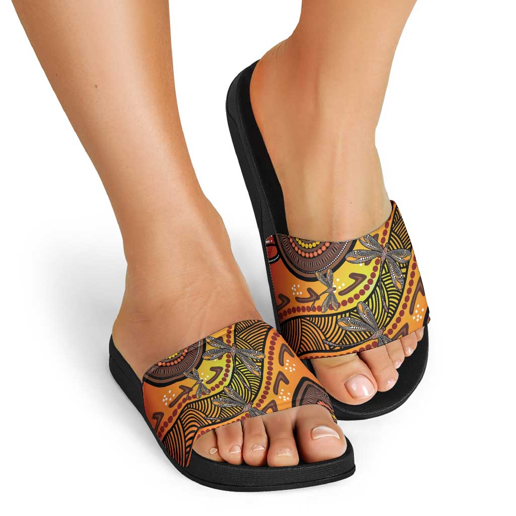 Australian Dragonfly Indigenous Art Slide Sandals
