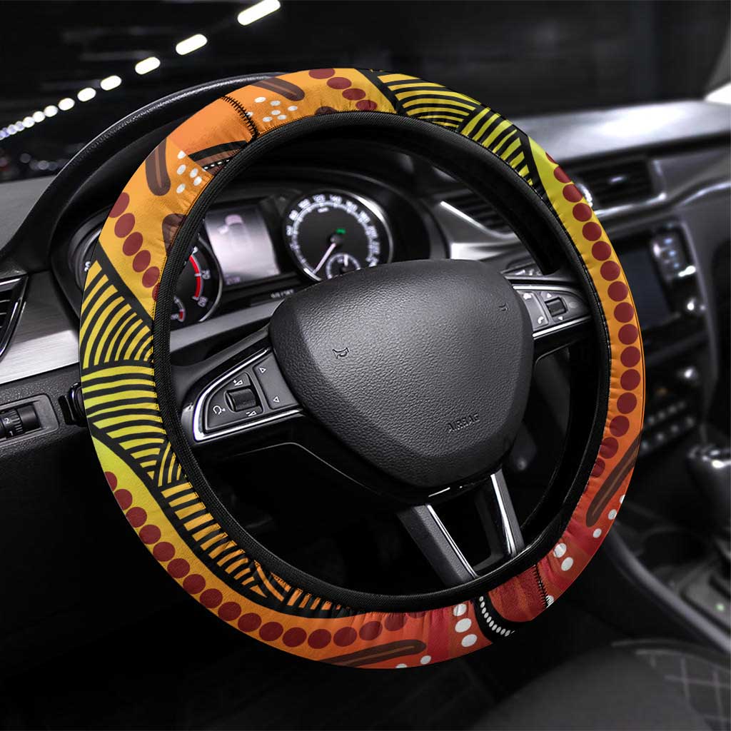 Australian Dragonfly Indigenous Art Steering Wheel Cover