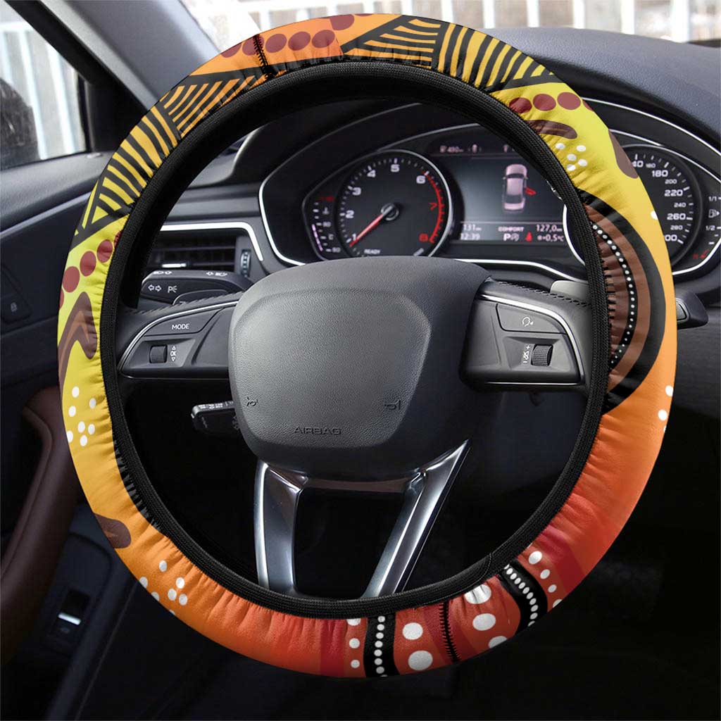 Australian Dragonfly Indigenous Art Steering Wheel Cover
