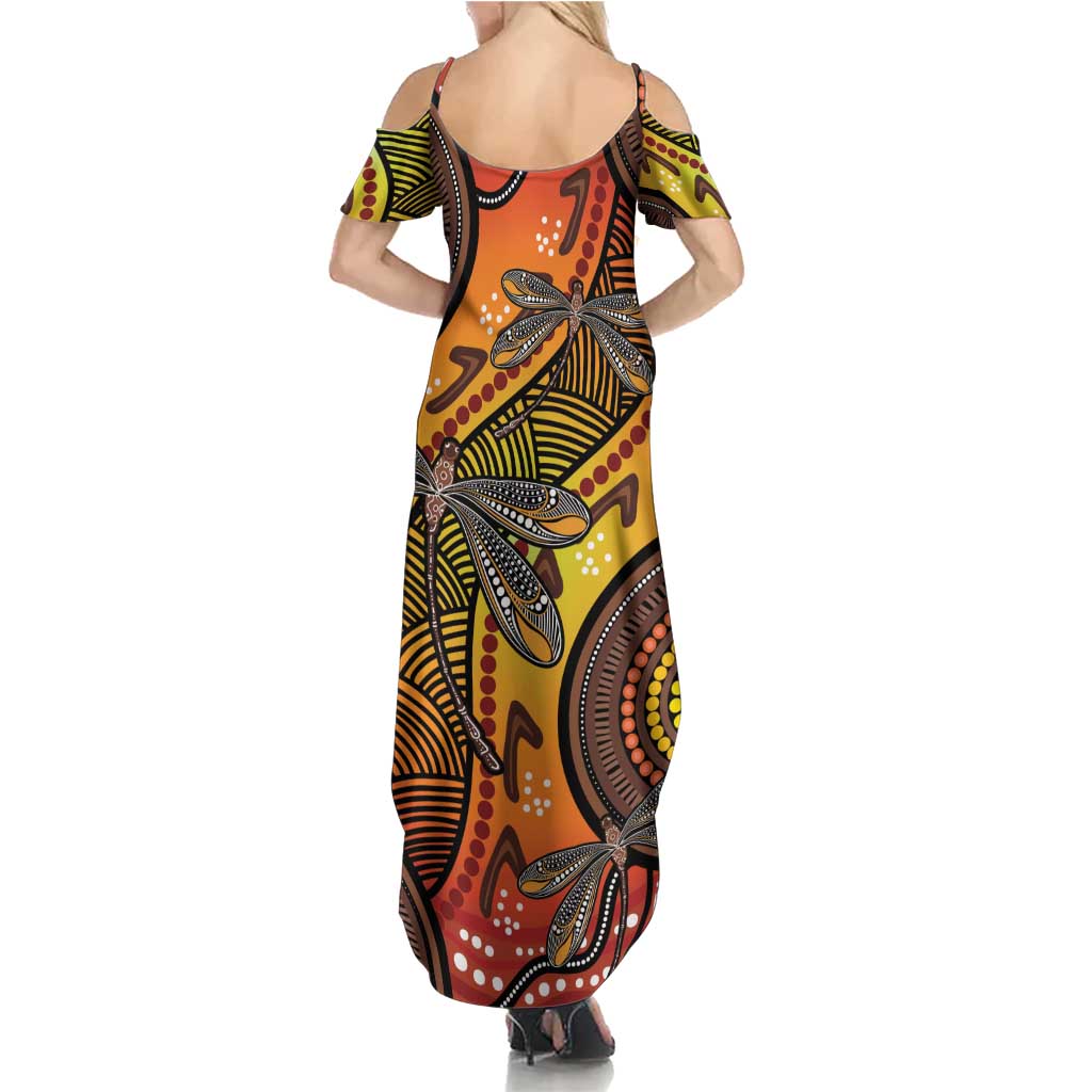 Australian Dragonfly Indigenous Art Summer Maxi Dress