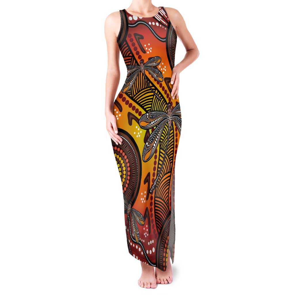 Australian Dragonfly Indigenous Art Tank Maxi Dress
