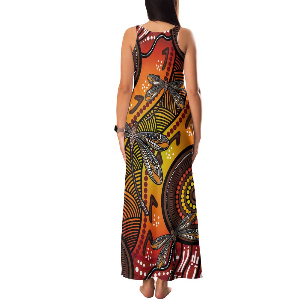 Australian Dragonfly Indigenous Art Tank Maxi Dress