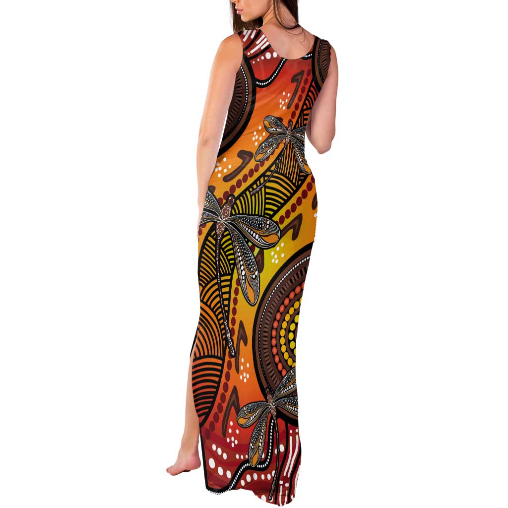 Australian Dragonfly Indigenous Art Tank Maxi Dress
