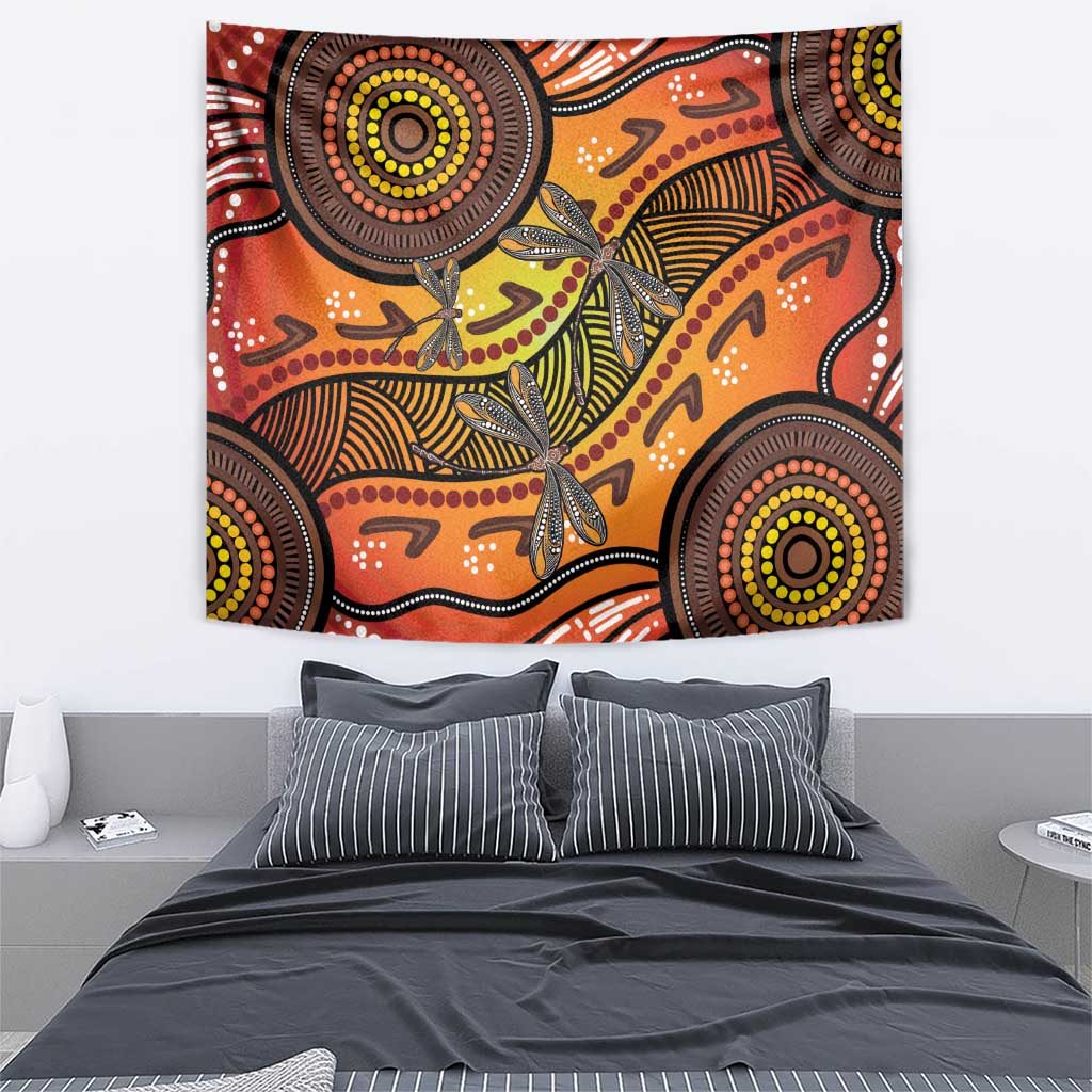 Australian Dragonfly Indigenous Art Tapestry