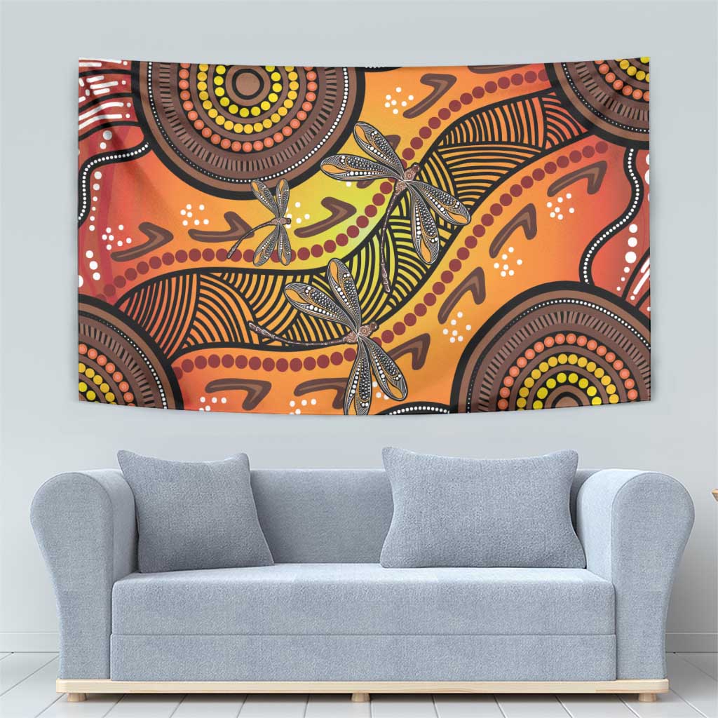 Australian Dragonfly Indigenous Art Tapestry