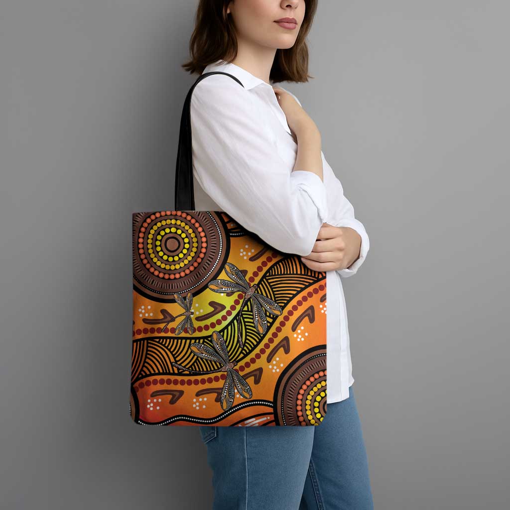 Australian Dragonfly Indigenous Art Tote Bag
