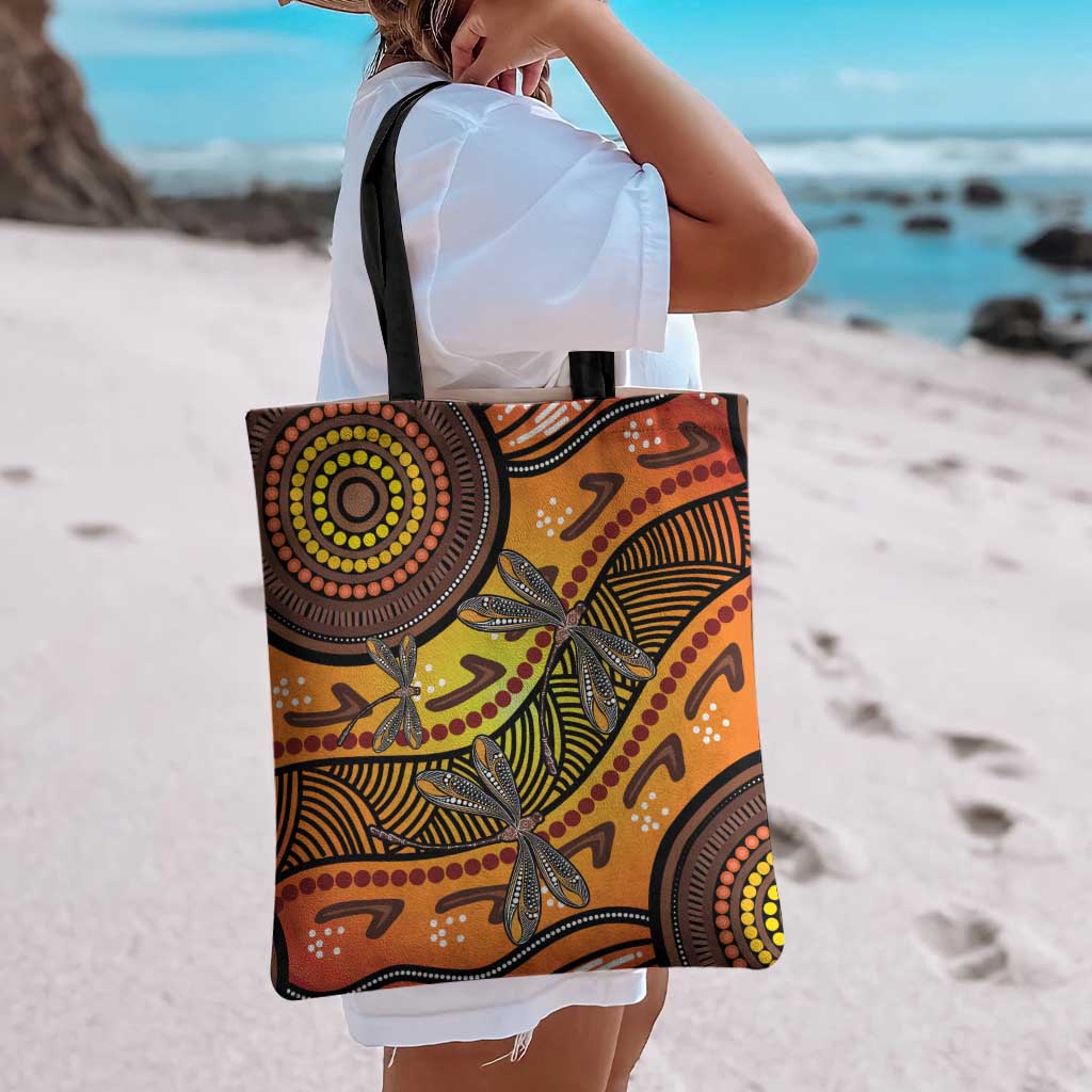 Australian Dragonfly Indigenous Art Tote Bag