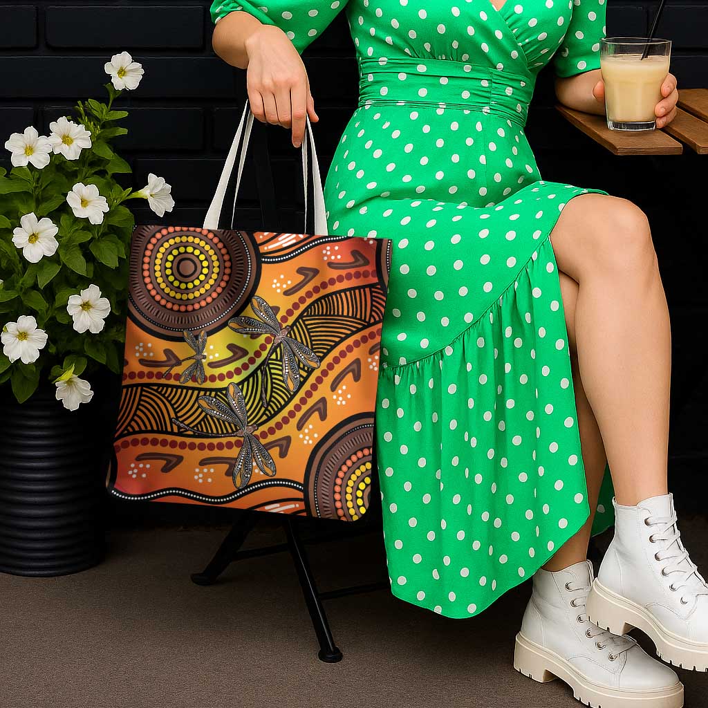 Australian Dragonfly Indigenous Art Tote Bag