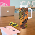 Australian Dragonfly Indigenous Art Tumbler With Handle