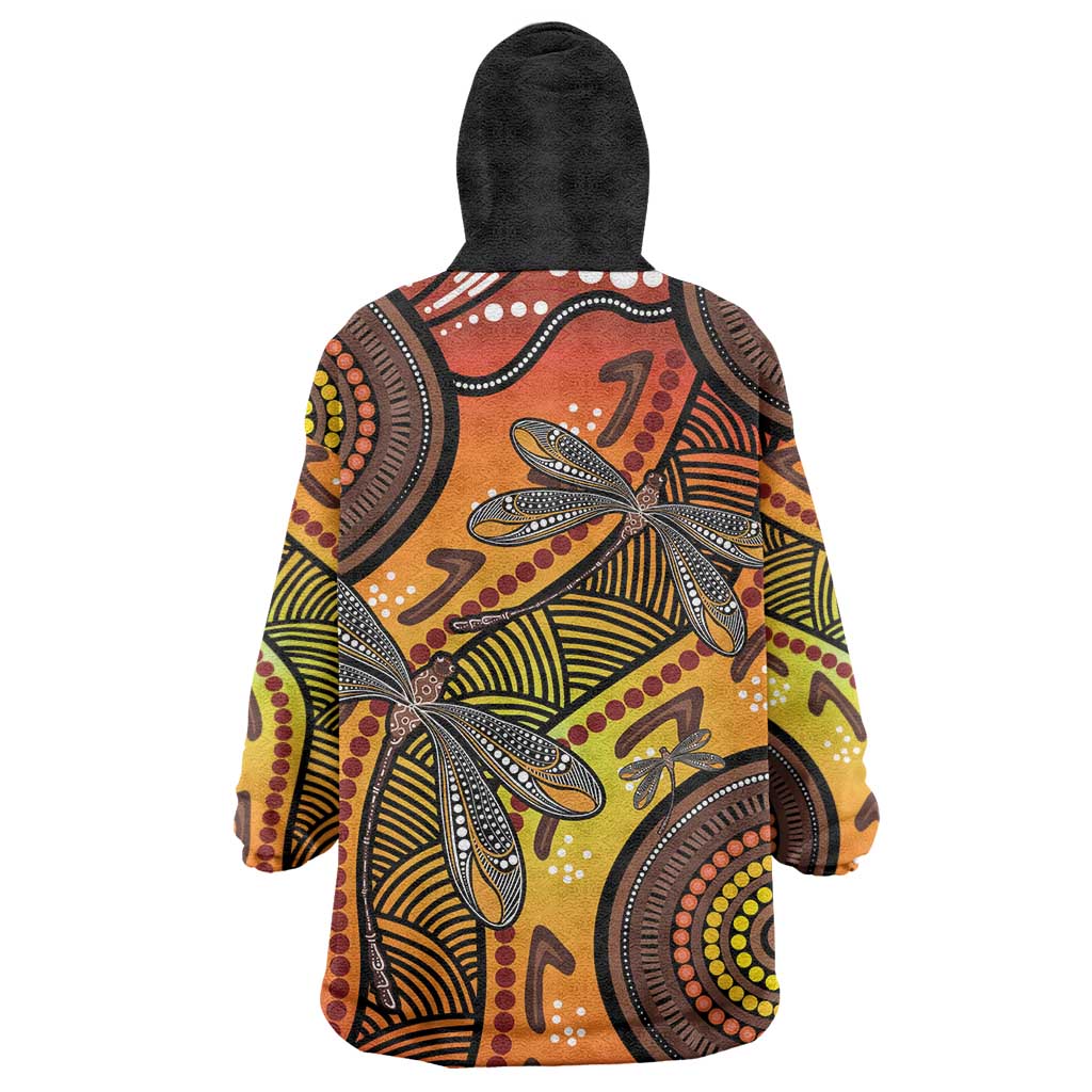 Australian Dragonfly Indigenous Art Wearable Blanket Hoodie