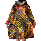 Australian Dragonfly Indigenous Art Wearable Blanket Hoodie