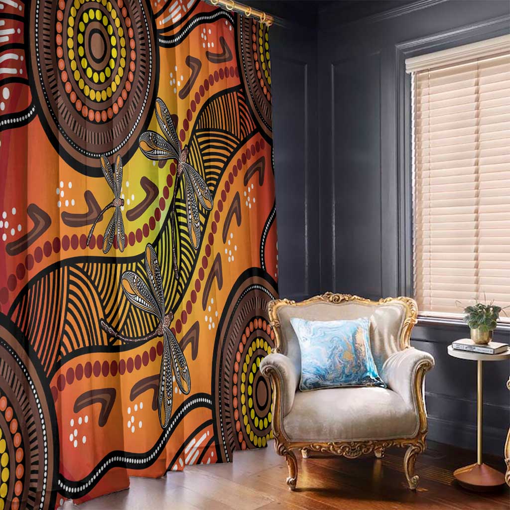 Australian Dragonfly Indigenous Art Window Curtain