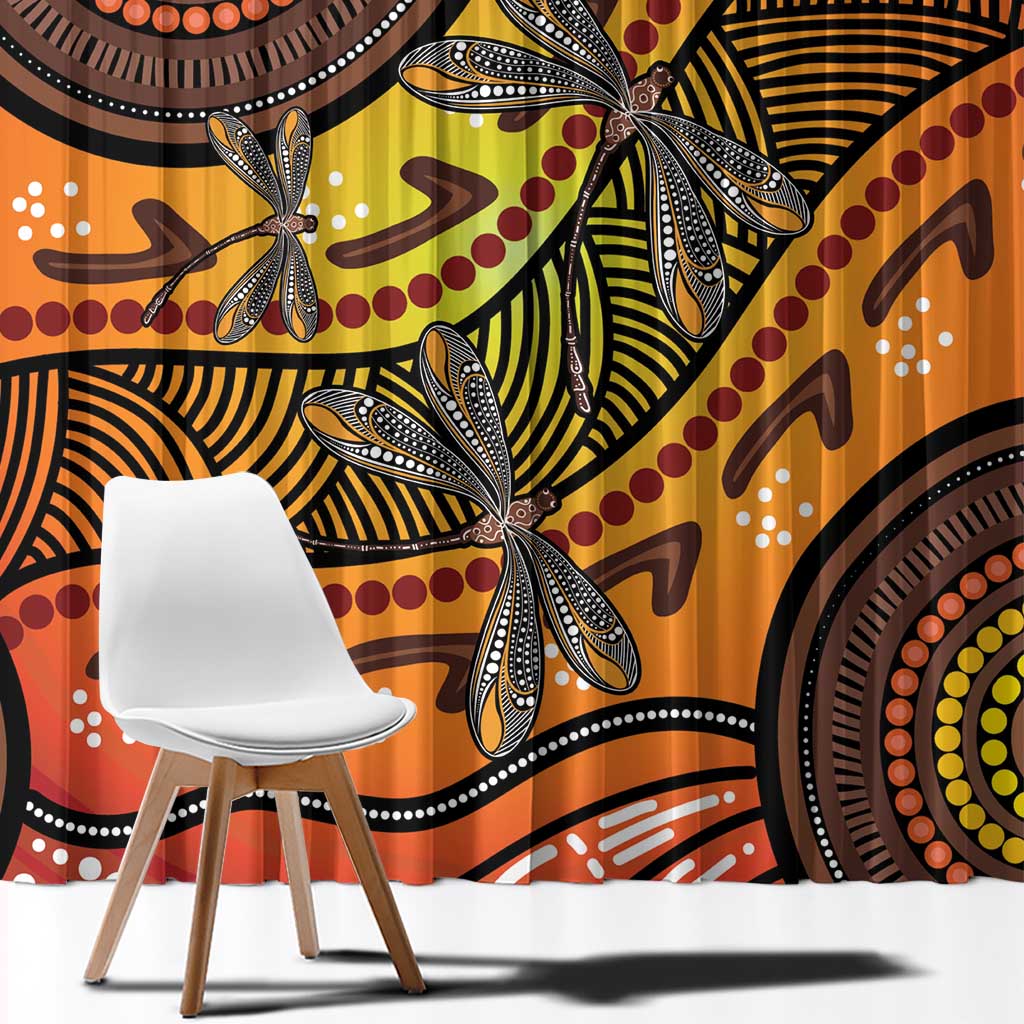 Australian Dragonfly Indigenous Art Window Curtain