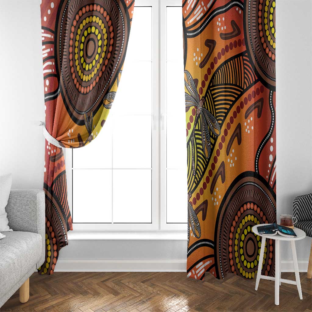 Australian Dragonfly Indigenous Art Window Curtain
