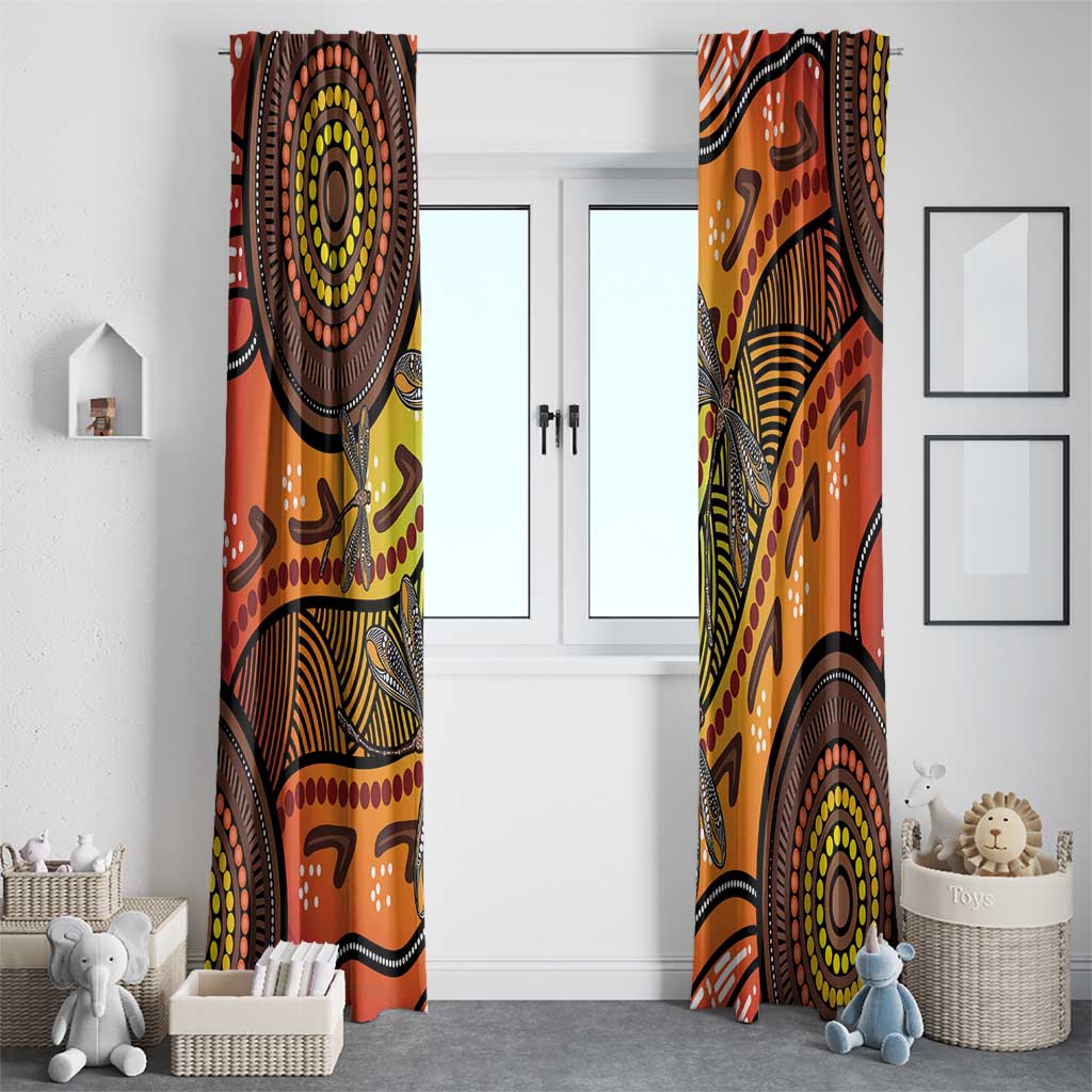 Australian Dragonfly Indigenous Art Window Curtain