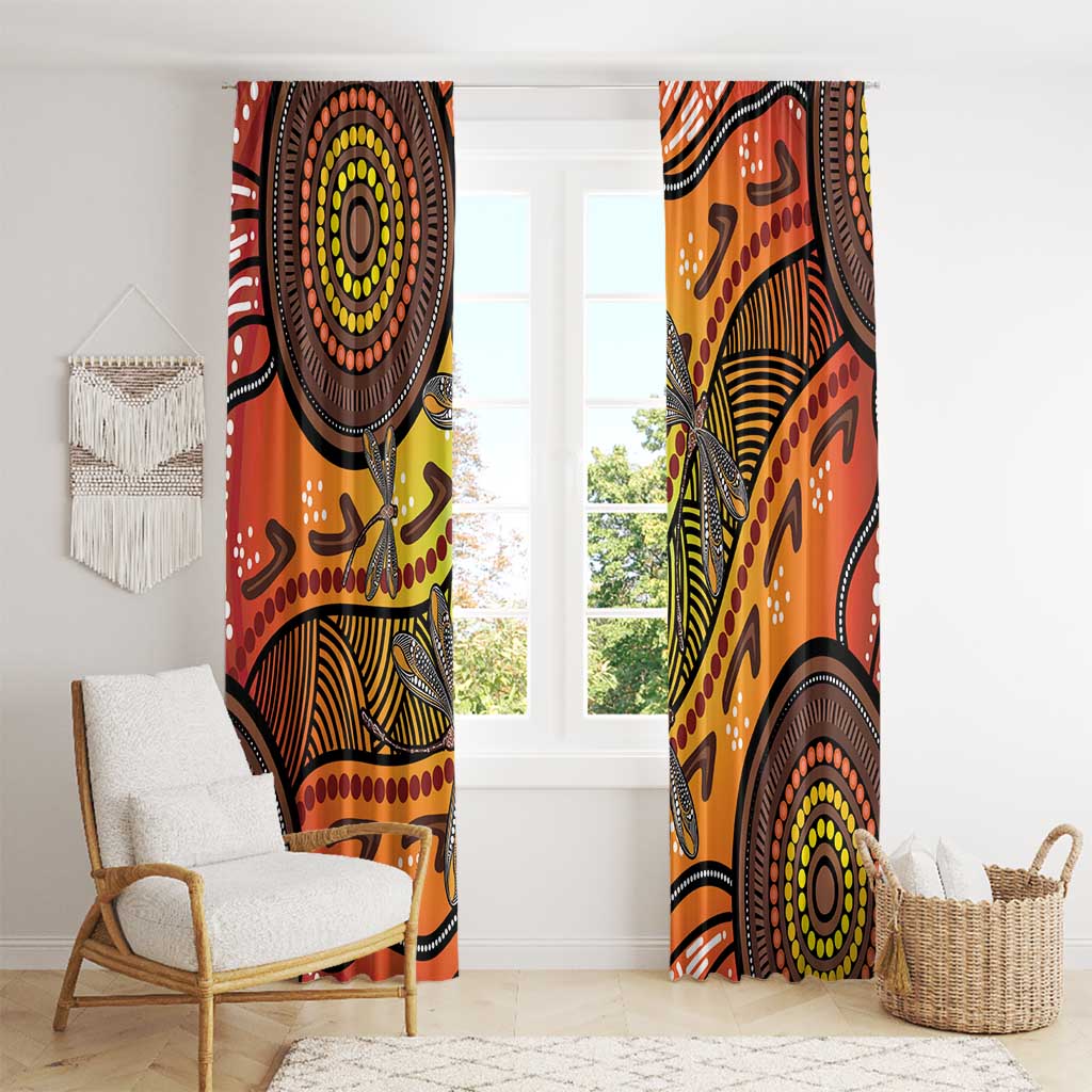 Australian Dragonfly Indigenous Art Window Curtain