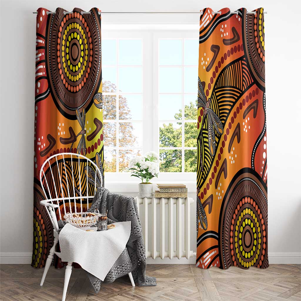Australian Dragonfly Indigenous Art Window Curtain
